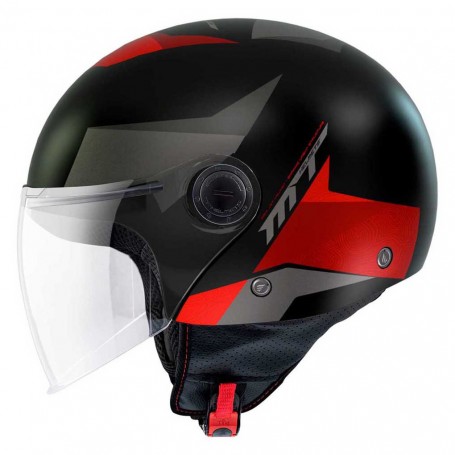 Casco MT Street Poke B5 Negro / Rojo Mate V-15