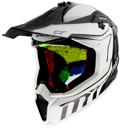 Casco MT Falcon Warrior B0 blanco perlado brillante