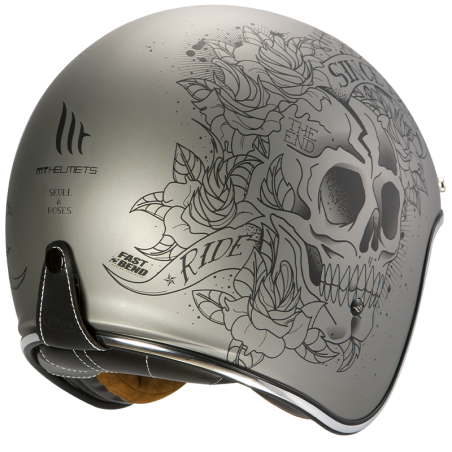 CASCO MT LE MANS 2 SV SKULL ROSES A2 MATT GREY