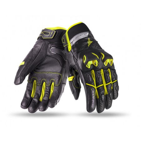 Guantes Seventy SD-N32 naked piel negro con amarillo fluor