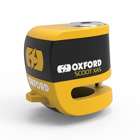 CANDADO DISCO OXFORD C/ALARMA SCOOT XA5 5.5MM AMARILLO/NEGRO LK213